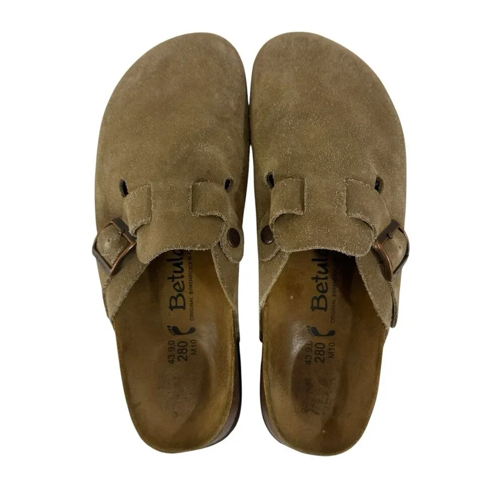 Birkenstock Betula Boston Clogs 10 US 43 EU NARROW Mules Brown Suede Mens READ